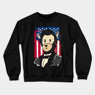 Funny Lincoln Llama 4th of July Abraham Merica American Gift Crewneck Sweatshirt